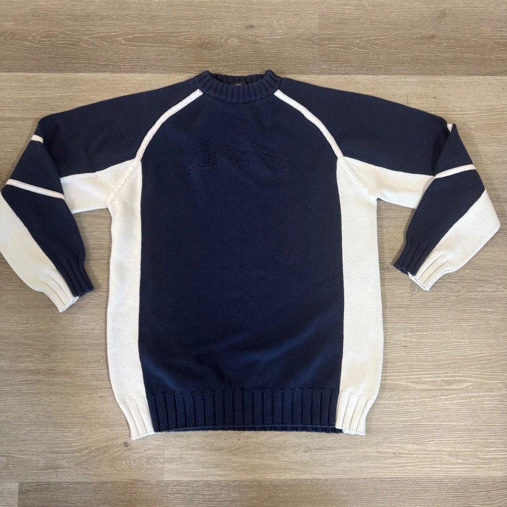 Jordan Sweater Mens XL Navy White Vintage Michael Jordan Jumpman Knit Pullover